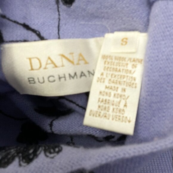 Embroidered Wool Sweater Lavender Ombre Black 90s Dana Buchman Luxury - Picture 9 of 16